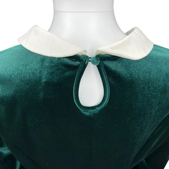 Hot Topic Velvet Green Long Sleeve Dress SM - Picture 7 of 8